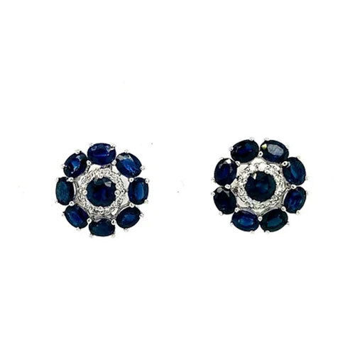 Sapphire And Diamond Earrings In 14K White Gold-94 - Diamond Carat Weight: 14 Carat