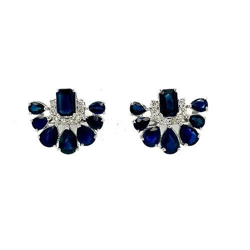 Sapphire and Diamond Earrings in 14K White Gold-95