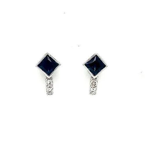 Sapphire and Diamond Earrings in 14K White Gold-96