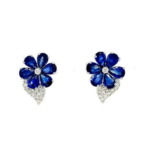 Sapphire and Diamond Earrings in 14K White Gold-97