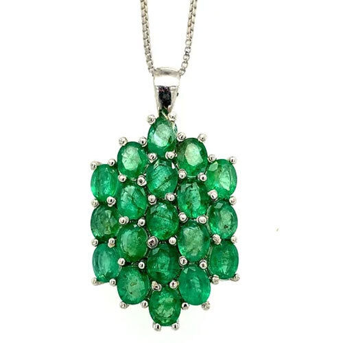 Emerald Pendant In 925 Sterling Silver - Royal Green Pendant-1497 - Diamond Cut: Good