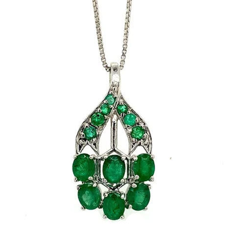 Emerald Pendant in 925 Sterling Silver - Green Stone Pendant-1500