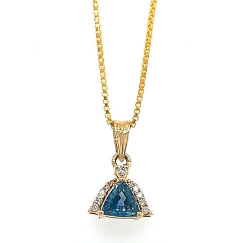 Sapphire and Diamond Pendant in 14K Yellow Gold-1343