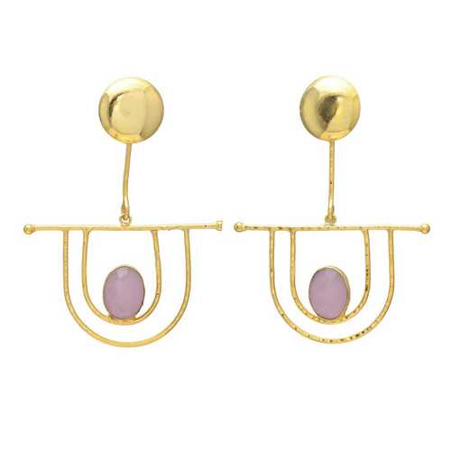 New arrival pink chalcedony U shaped dangle earring