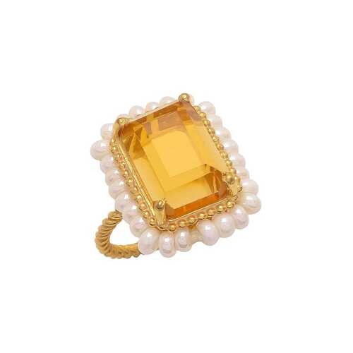 New arrival citrine hydro and white pearl woman ring