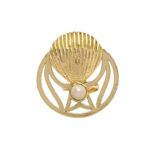 New arrival golden pearl white shell design ring