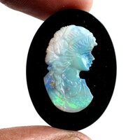 Natural Fire Opal And Black Onyx Gemstone Carving 34 Ct 3 Stone - Grade: Aaa