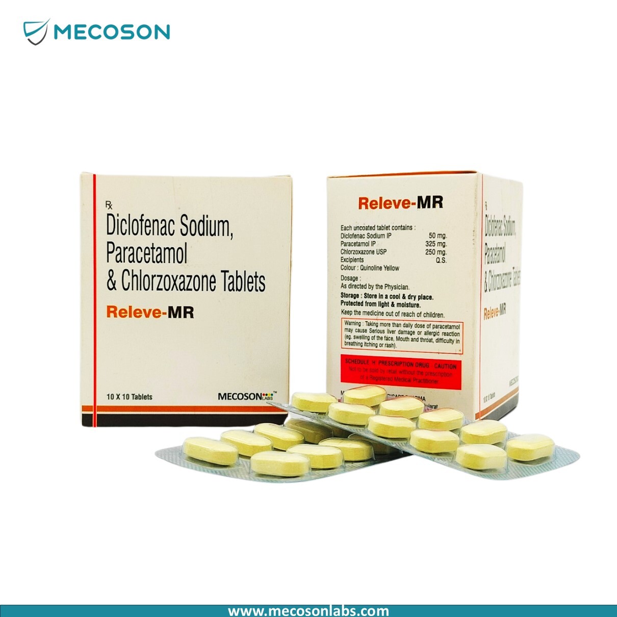 Diclofenac 50mg+Para.325mg.+Chlorzoxazone 250 mg