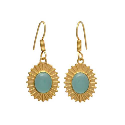 New arrival sunshine Aqua chalcedony gemstone Hook earrings