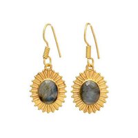 New arrival brass earrings with sunshine design tiger eye gemstone