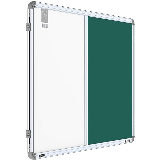 Combination Notice Board - Aluminum & Wooden Frame, Non Magnetic | Versatile Use for Office, School, College & Home