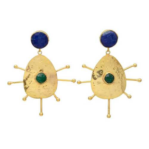 New arrival golden and lapis lazuli drop earrings