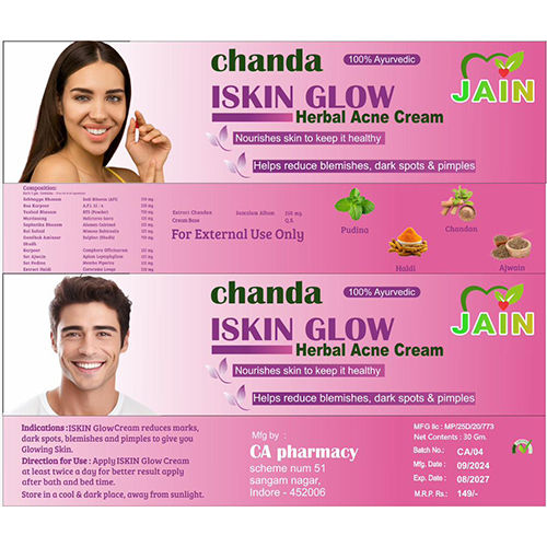 Chanda Iskin Glow Herbal Acne Cream - Age Group: Suitable For All Ages