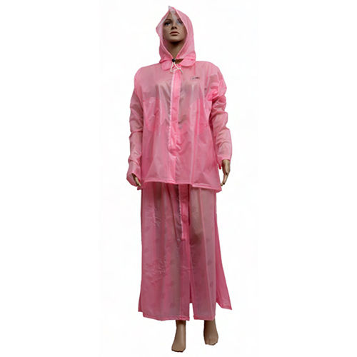 Raindrop Ladies Skirt-Top Pvc Raincoat - Color: Pink