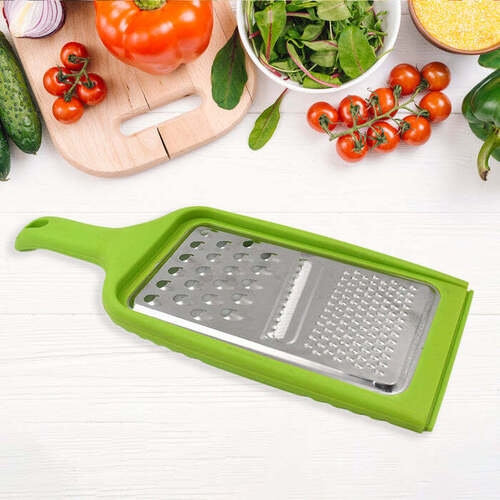 Stainless Steel Cheese Grater - Color: Green & Silver