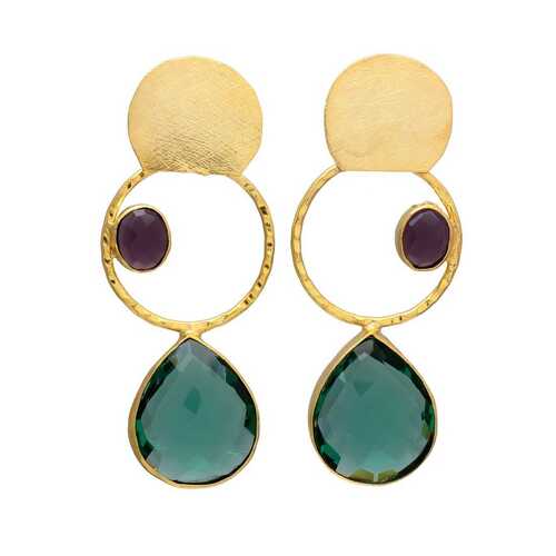 New arrival emerald golden dangle earring