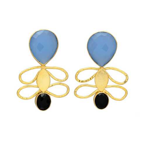 New arrival turquoise and black onyx gemstone drop earring