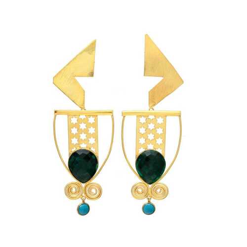 New arrival emerald hydro gemstone dangle earring