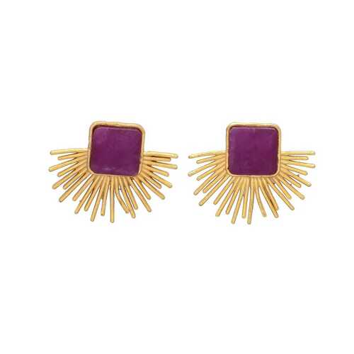 New arrival woman purple gemstone stud earring