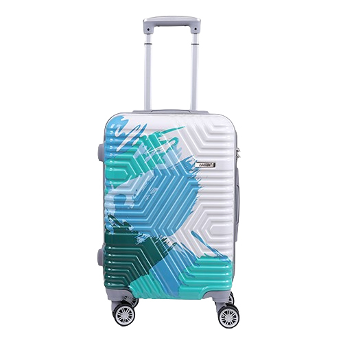 Blue Printed trolley bag
