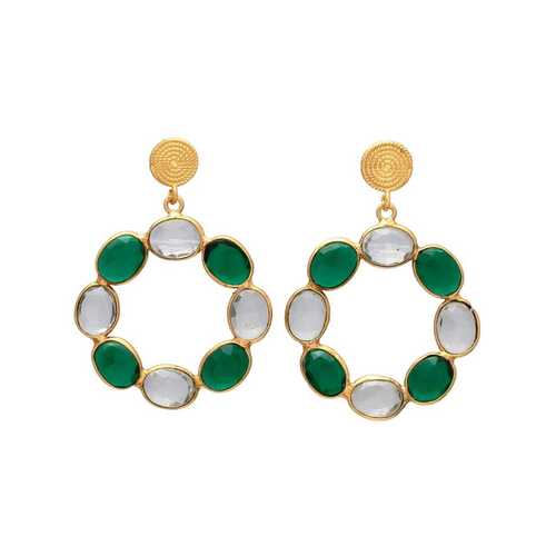 New arrival emerald and white gemstone drop earrings