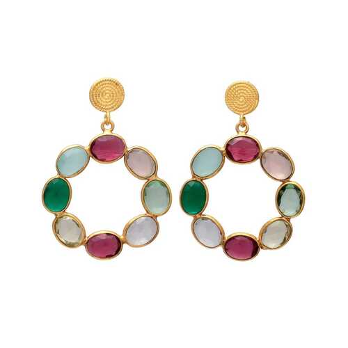 New arrival multi gemstone drop earring set