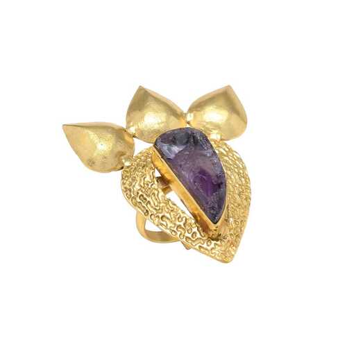 New arrival amethyst hydro designer golden ring for woman