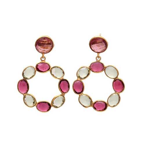 New arrival drop multi gemstone earring set