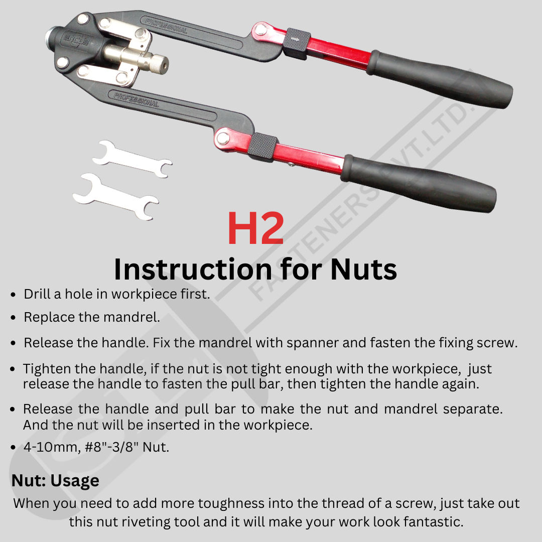 NCG Manual Heavy Duty H2 Insert (Rivet) Nut Hand Tool