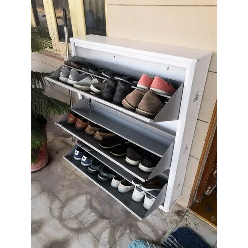 3 Door Shoe Rack - Color: White