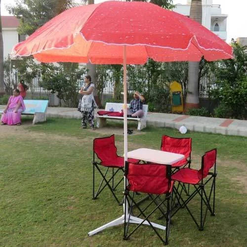 Folding Chair With Umbrella - Color: Red