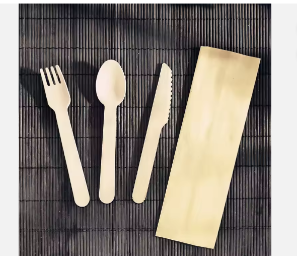 Wooden Knife Fork Spoon Napkin 160mm - Natural Wood Material, Eco-friendly Design | Ideal For Eco-conscious Dining, Versatile Use