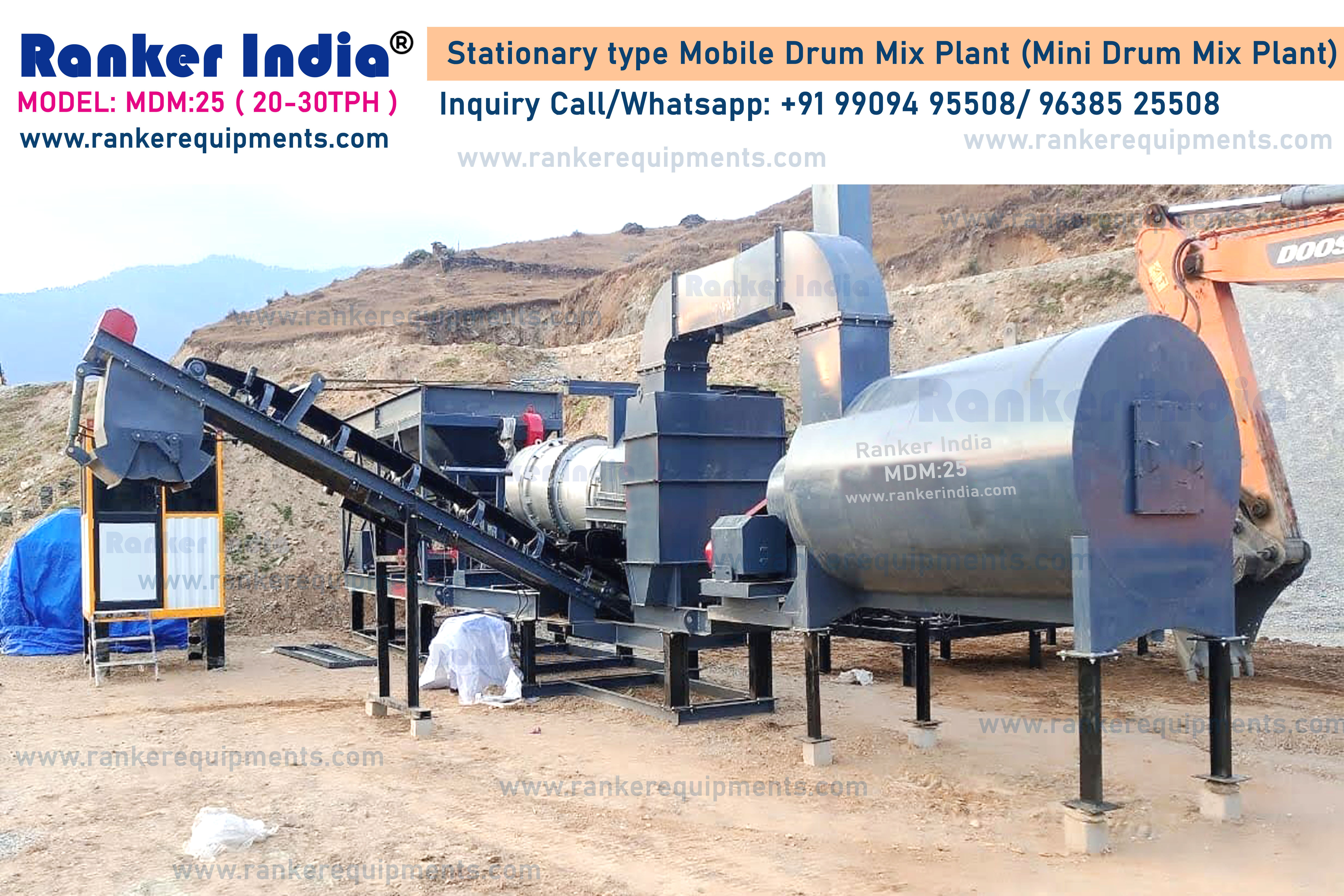 Asphalt Drum Mix Plant - Ms Steel, 45tph To 60tph Capacity | Computerized, Automatic Grade, Frequency Speed Control Cooling System, 340 Power, Vibration Frequency 1