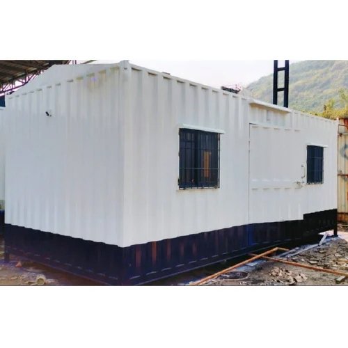 Rectangular Portable Office Cabin - High-Quality Steel Construction, Weather-Resistant Design , White Color with Ample Natural Light