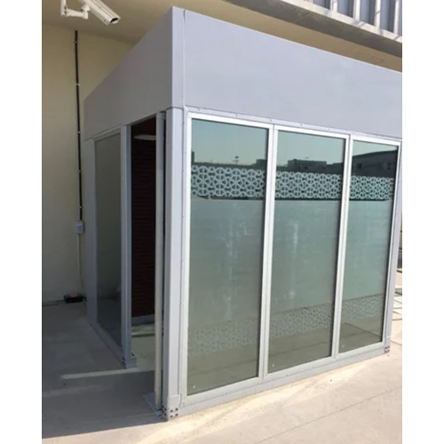 GI Portable Security Cabin - Steel Structure, Grey Color, Portable Office Solution | Durable, Weather-Resistant, Steel Door for Enhanced Security