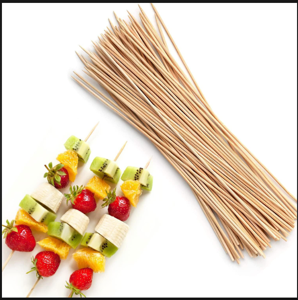 Wooden Skewer 6" - Wood Material, 6 Inches Long | Perfect for Grilling, Skewering Vegetables and Meat, Ideal for BBQ and Party Use