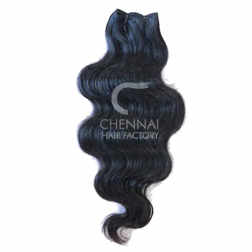 18 Inch Wavy Raw Human Hair Extension - Color: Black