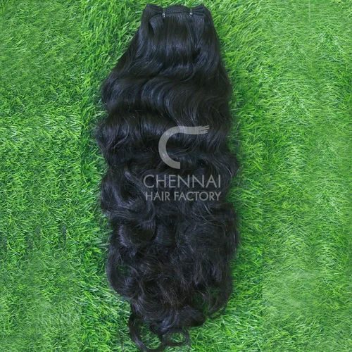 14 Inch Raw Natural Deep Wavy Human Hair Extension - Color: Black