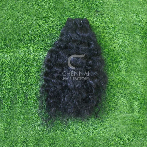 18 Inch Deep Wavy Human Hair Extension - Color: Black