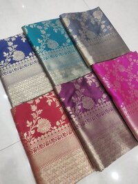 Kanchipuram Pure Silk Handloom Saree With Pure Jari - Color: As Per Images