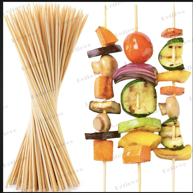 Wooden Skewer 10" - Natural Wood Material | Ideal for Grilling, Skewering Vegetables, and Meat, Perfect for Catering and BBQ Events