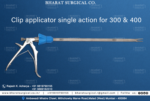 Laparoscopic Clip Applicator Single Action For Lt300 - Material: Stainless Steel