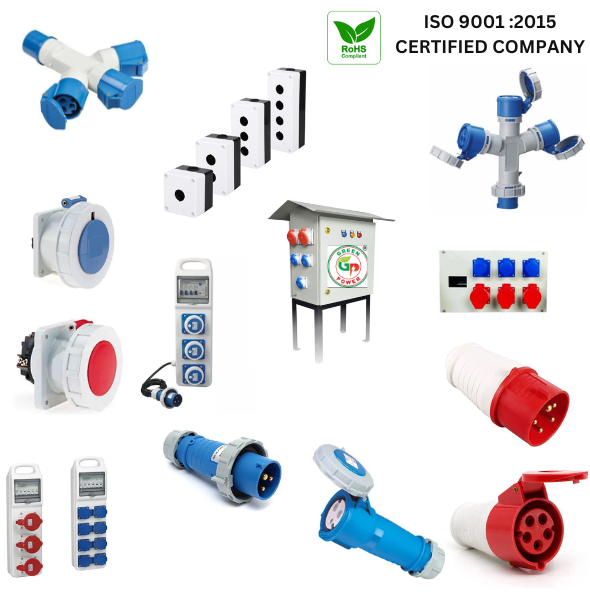 3 Pin Blue Pvc Industrial Plug And Socket For Machinery