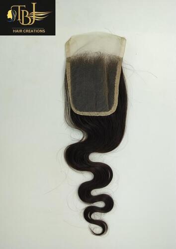 Wholesale Indian Transparent Lace Natural Color Body Wave Human Hair Closure - Length: 20 Inch (In)