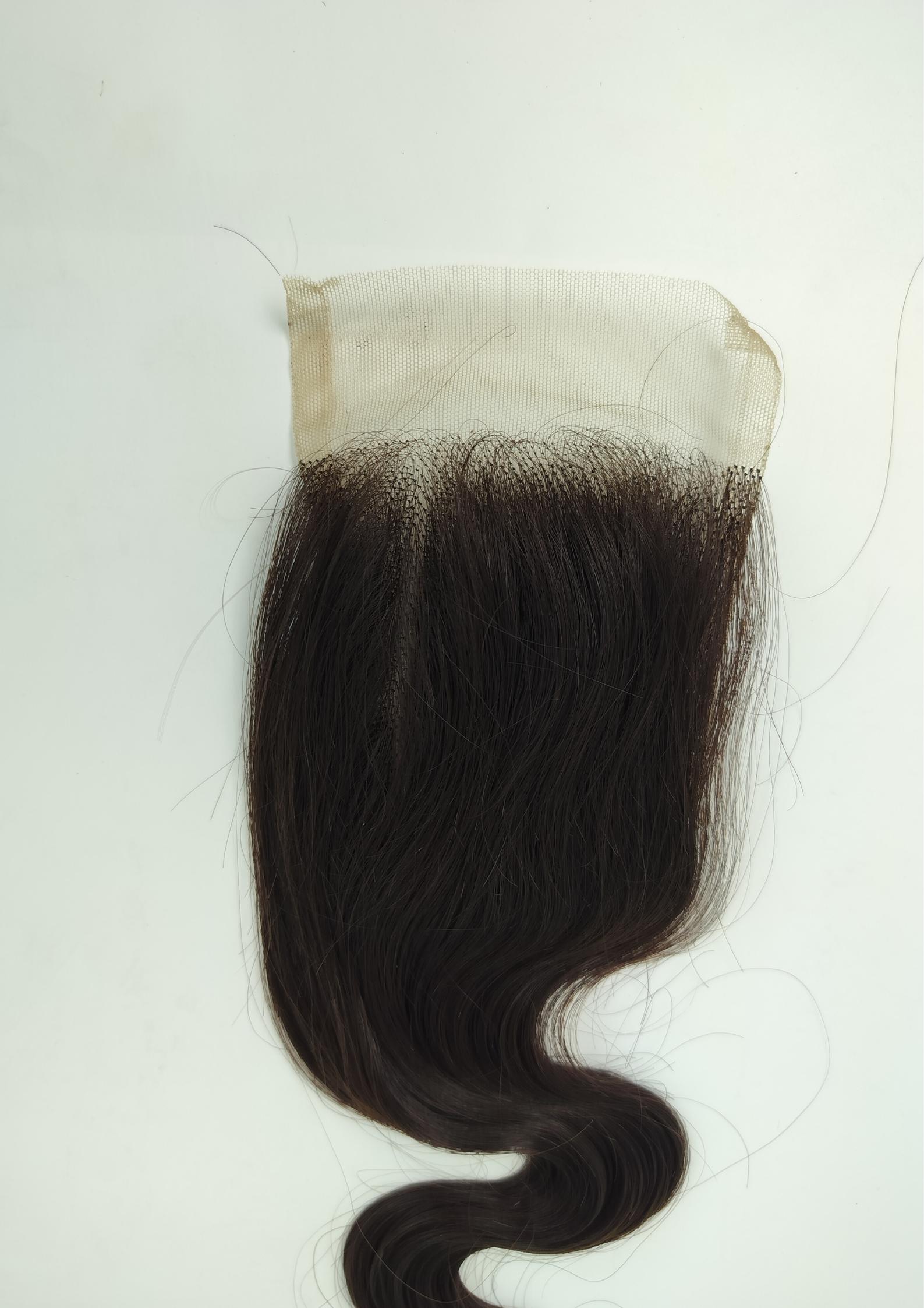 Wholesale Indian Transparent Lace Natural Color Body Wave Human Hair Closure - Length: 20 Inch (In)