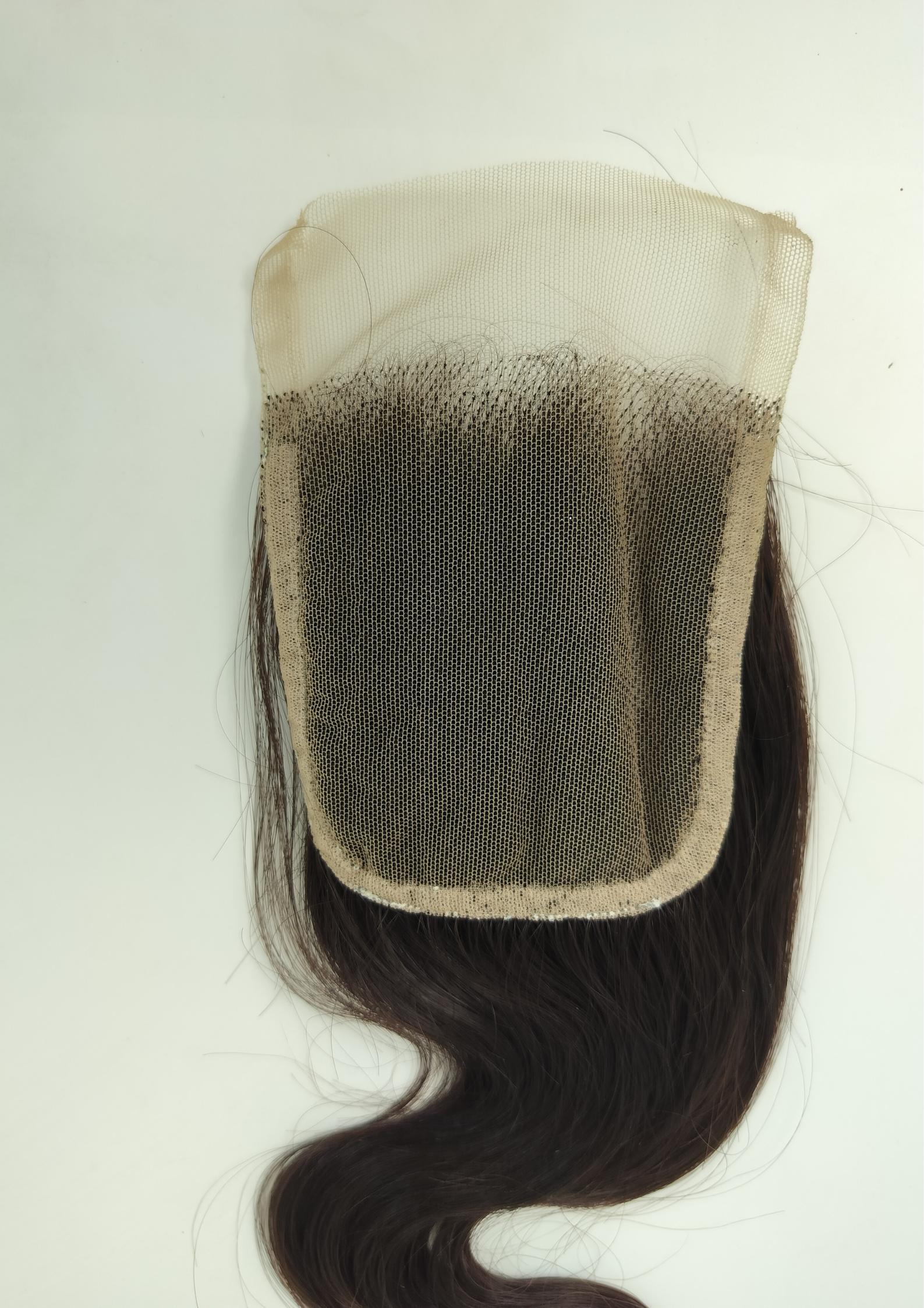 Wholesale Indian Transparent Lace Natural Color Body Wave Human Hair Closure - Length: 20 Inch (In)