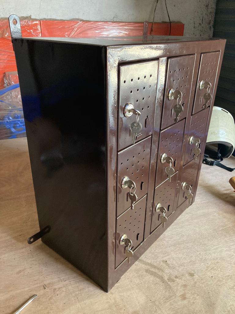 9 Door Mobile Phone Locker_rolex India Engineering - Color: Brown