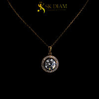 Halo Diamond Pendant by SK Diam | 18KT Gold and 3.40 Carat | Radiant Grace