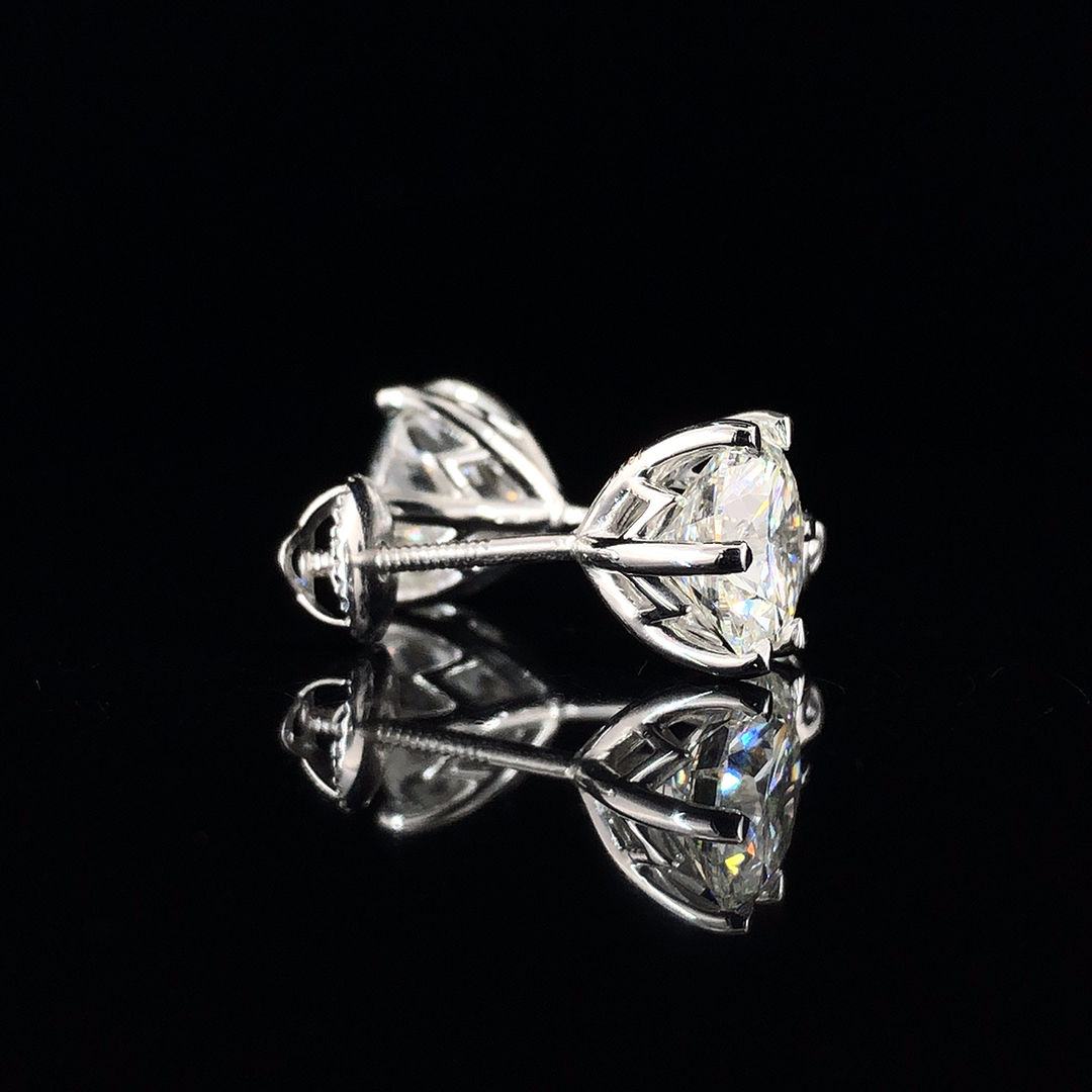 White Gold Diamond Stud | 6 Carat TW | 6 Prongs | SK Diam