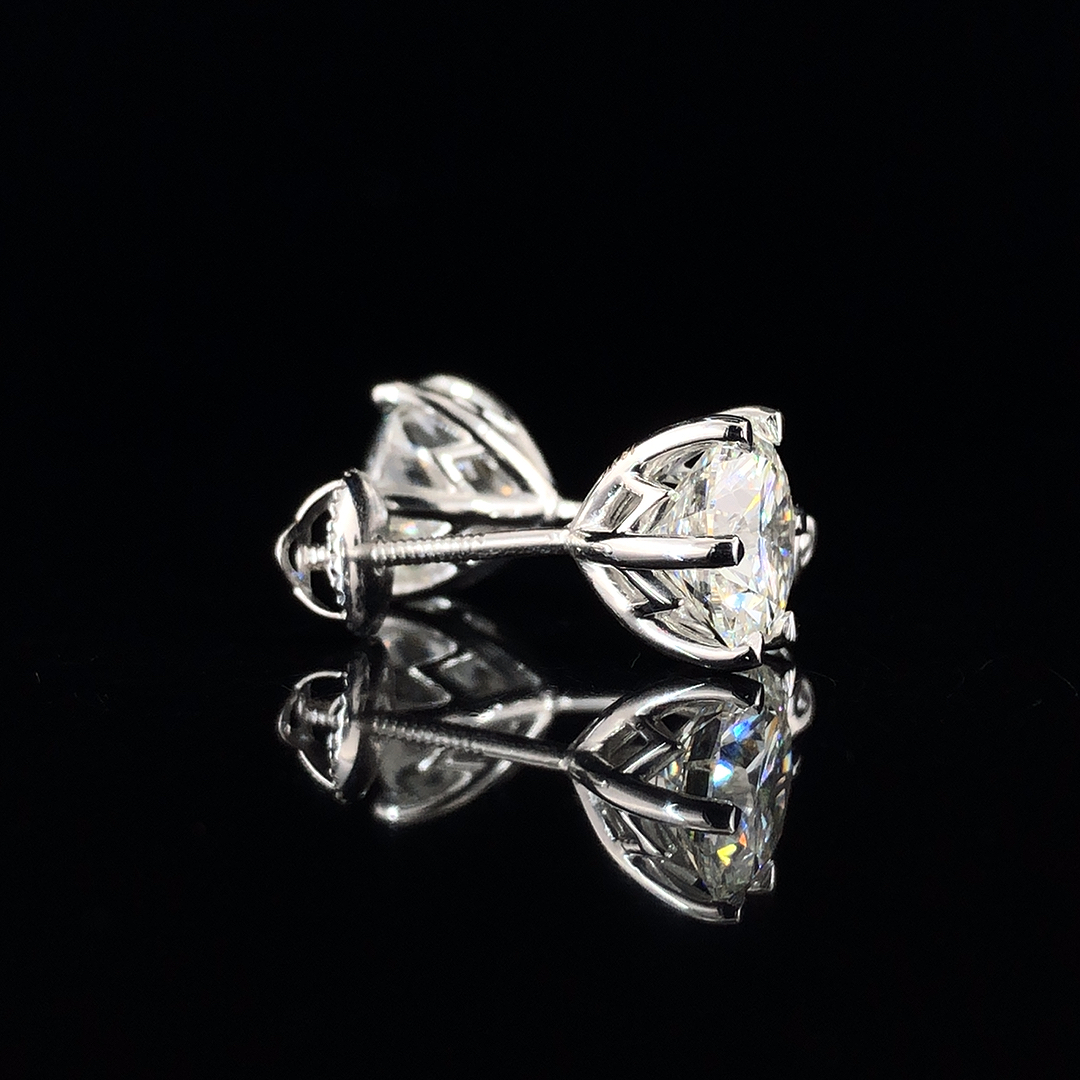 White Gold Diamond Stud | 6 Carat Tw | 6 Prongs - Diamond Type: Synthetic